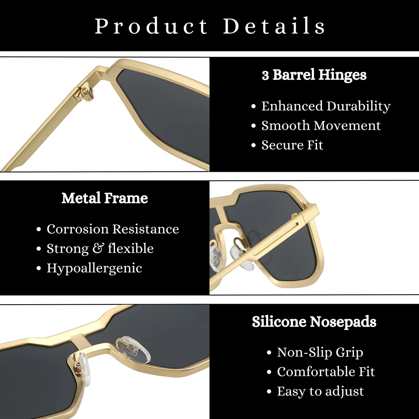 FILZA GLASSES SILVER BLACK RIVALED SUNGLASSES