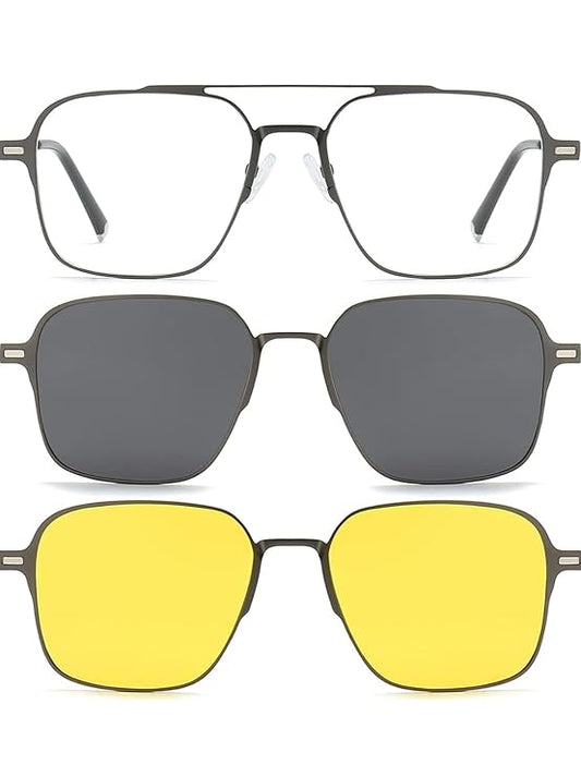 Filza Glasses 3-in-1 Magnetic Clip-On Sunglasses for Men and Women