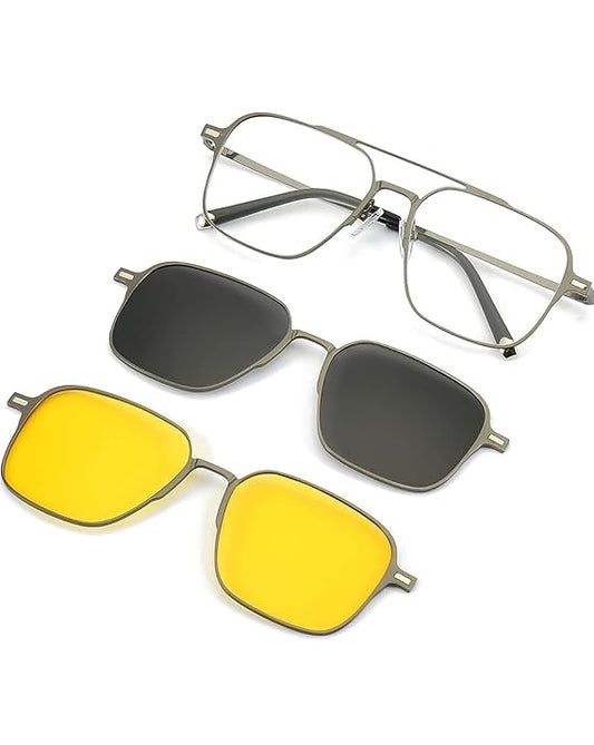 Filza Glasses 3-in-1 Magnetic Clip-On Sunglasses for Men and Women